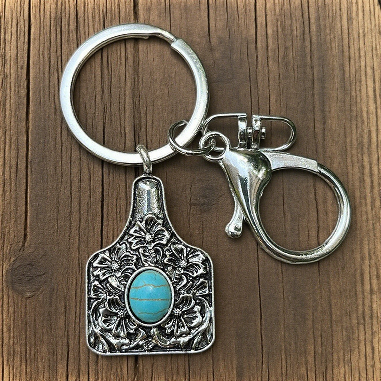 Western Style Turquoise Keychain