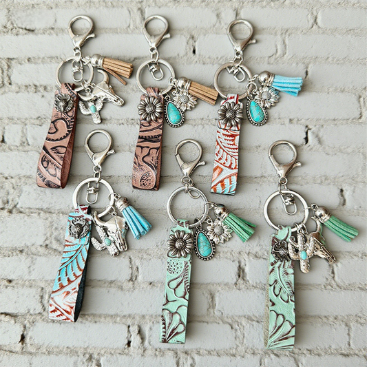 Western Cowboy Vintage Turquoise Keychain