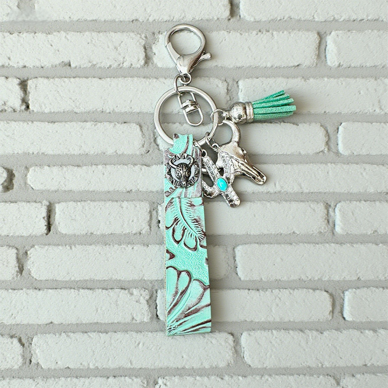 Western Cowboy Vintage Turquoise Keychain