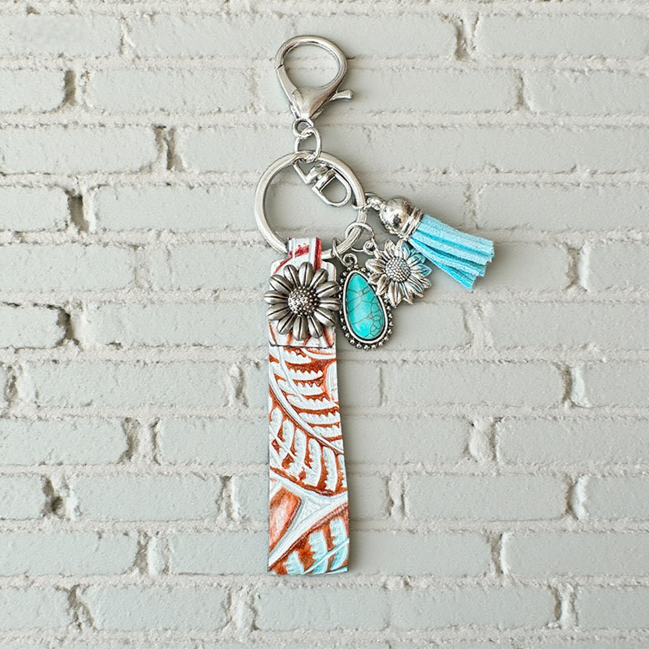Western Cowboy Vintage Turquoise Keychain