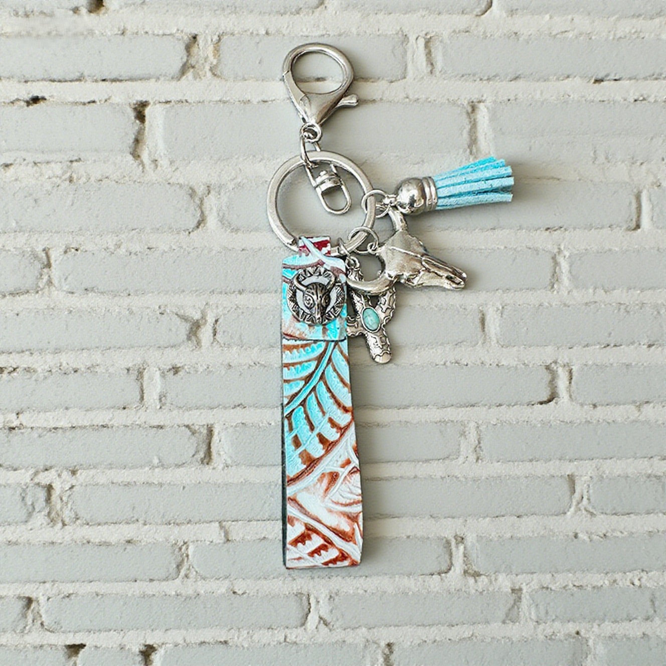 Western Cowboy Vintage Turquoise Keychain