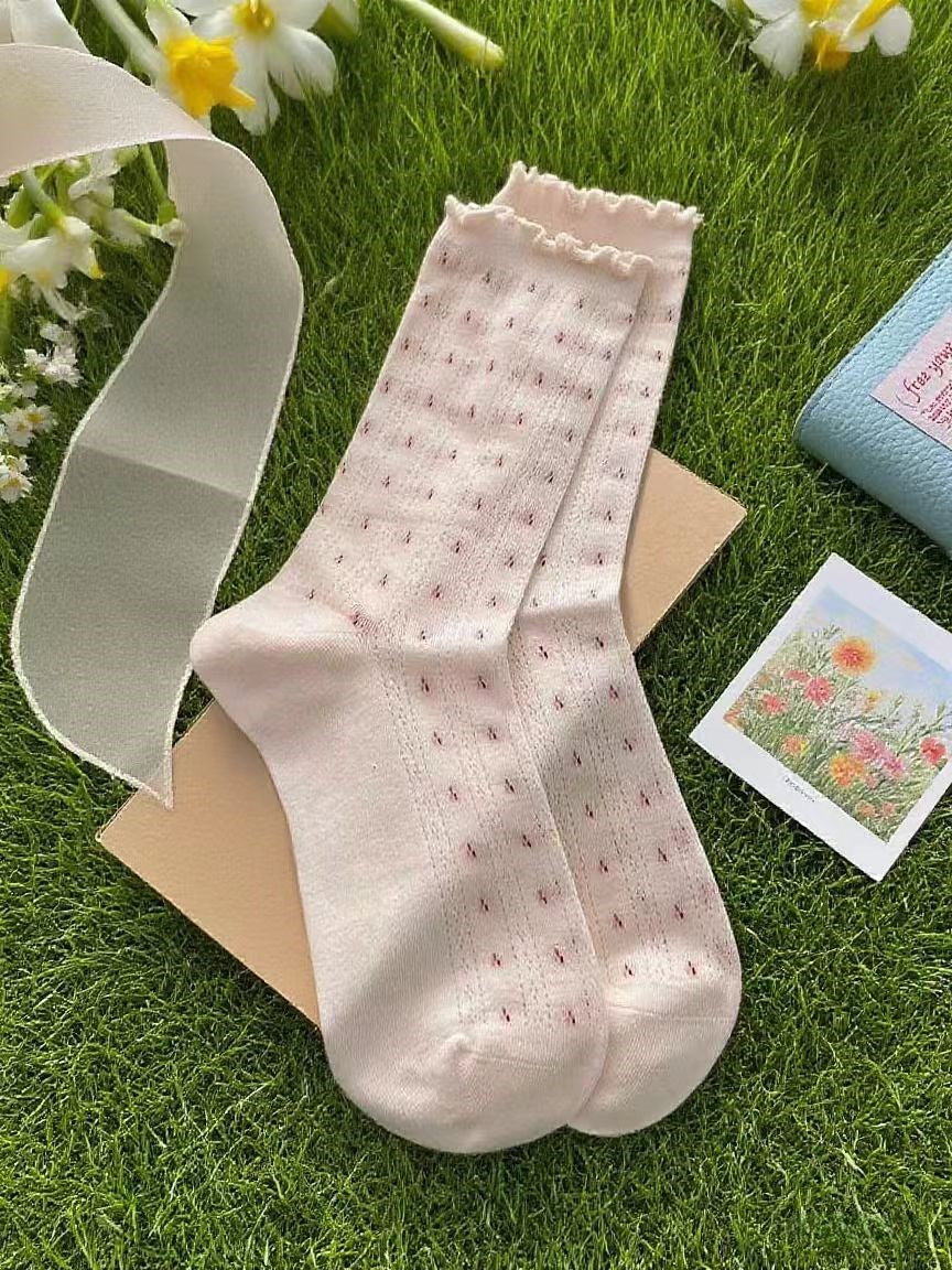 Breathable Small Floral Fungus Side Socks