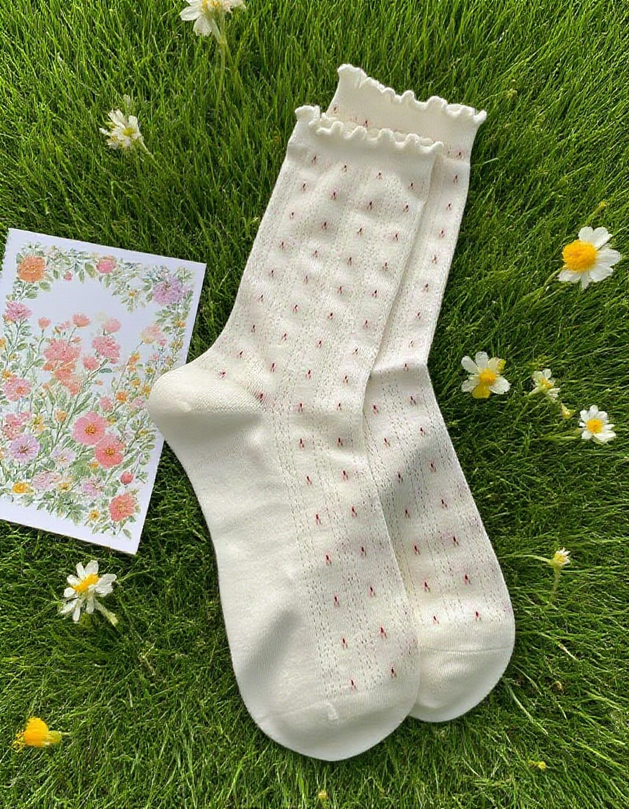Breathable Small Floral Fungus Side Socks