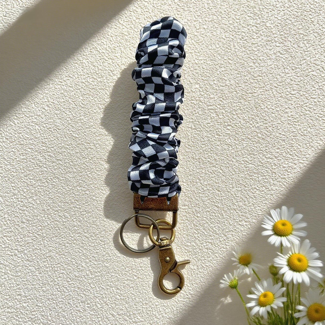 Floral & Checkered Scrunchie Keychain