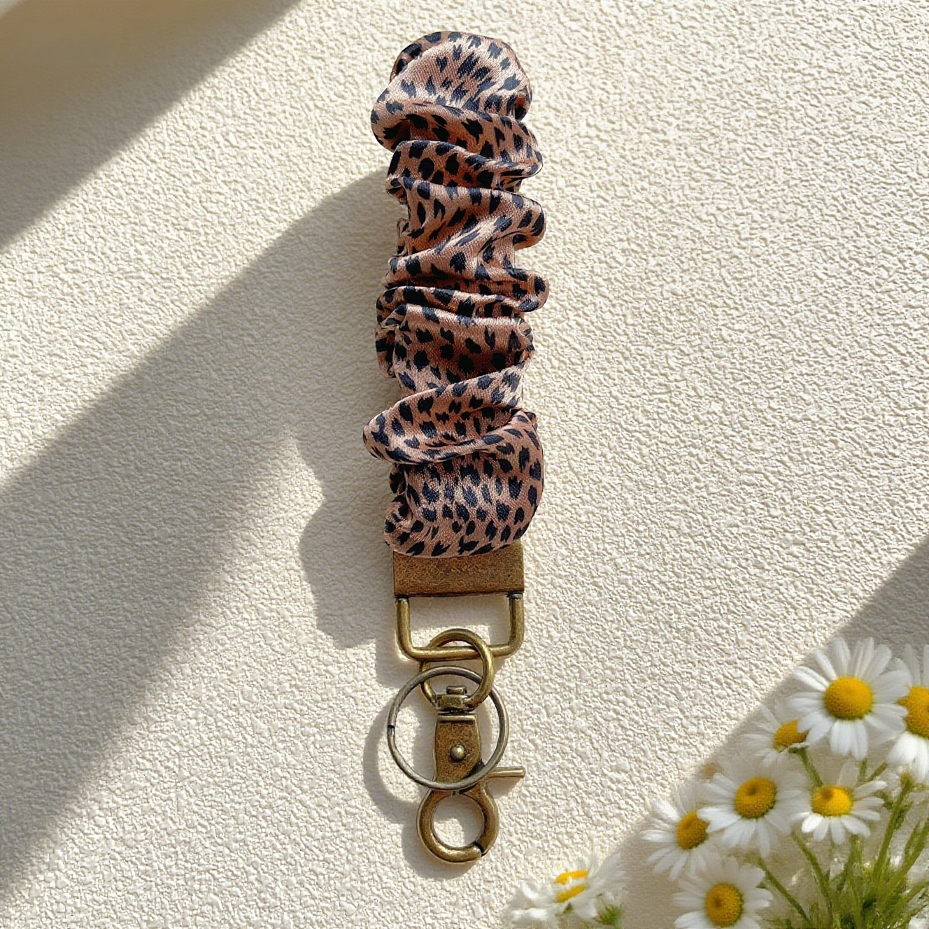 Floral & Checkered Scrunchie Keychain