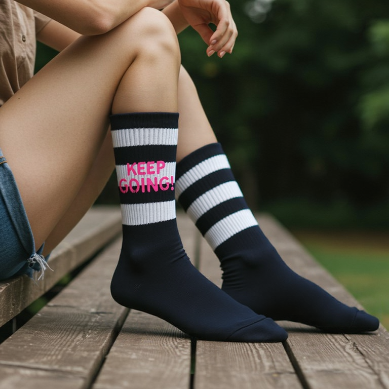 Striped Letter Athletic Socks