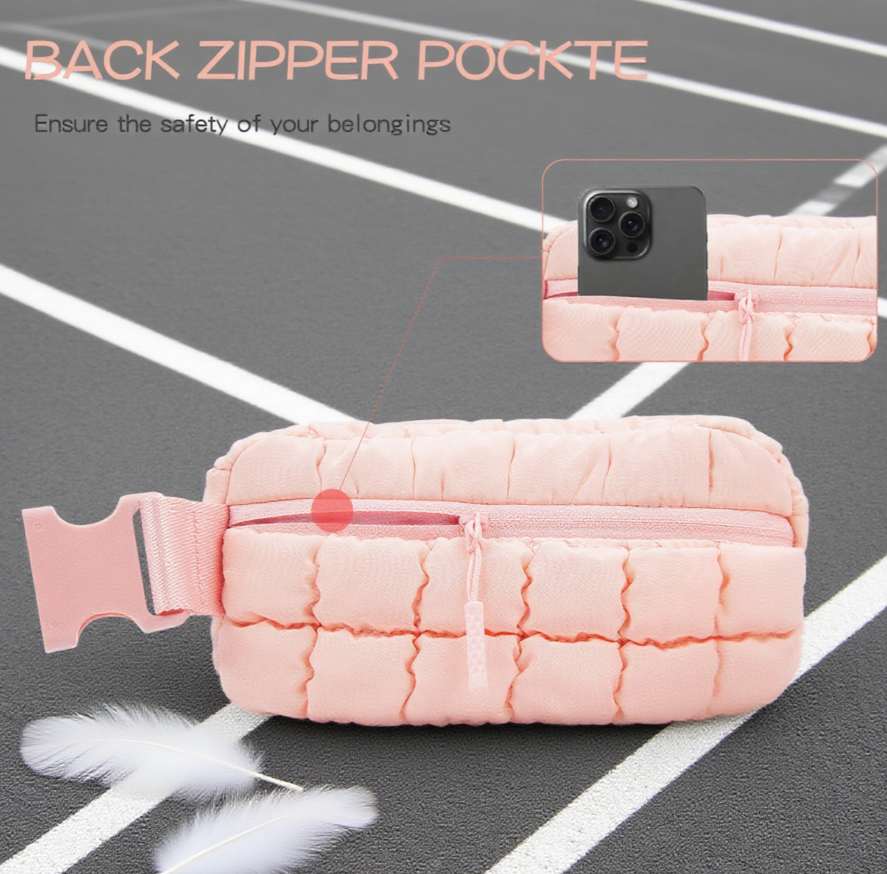 Quilted sports yoga crossbody belt waist bags