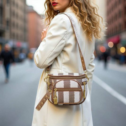 Funny pack geometric print saddle sling bag