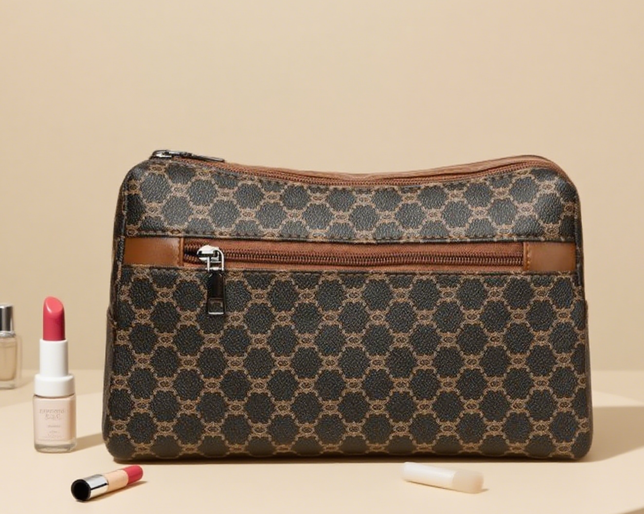 Graphic pattern commuter shoulder bag