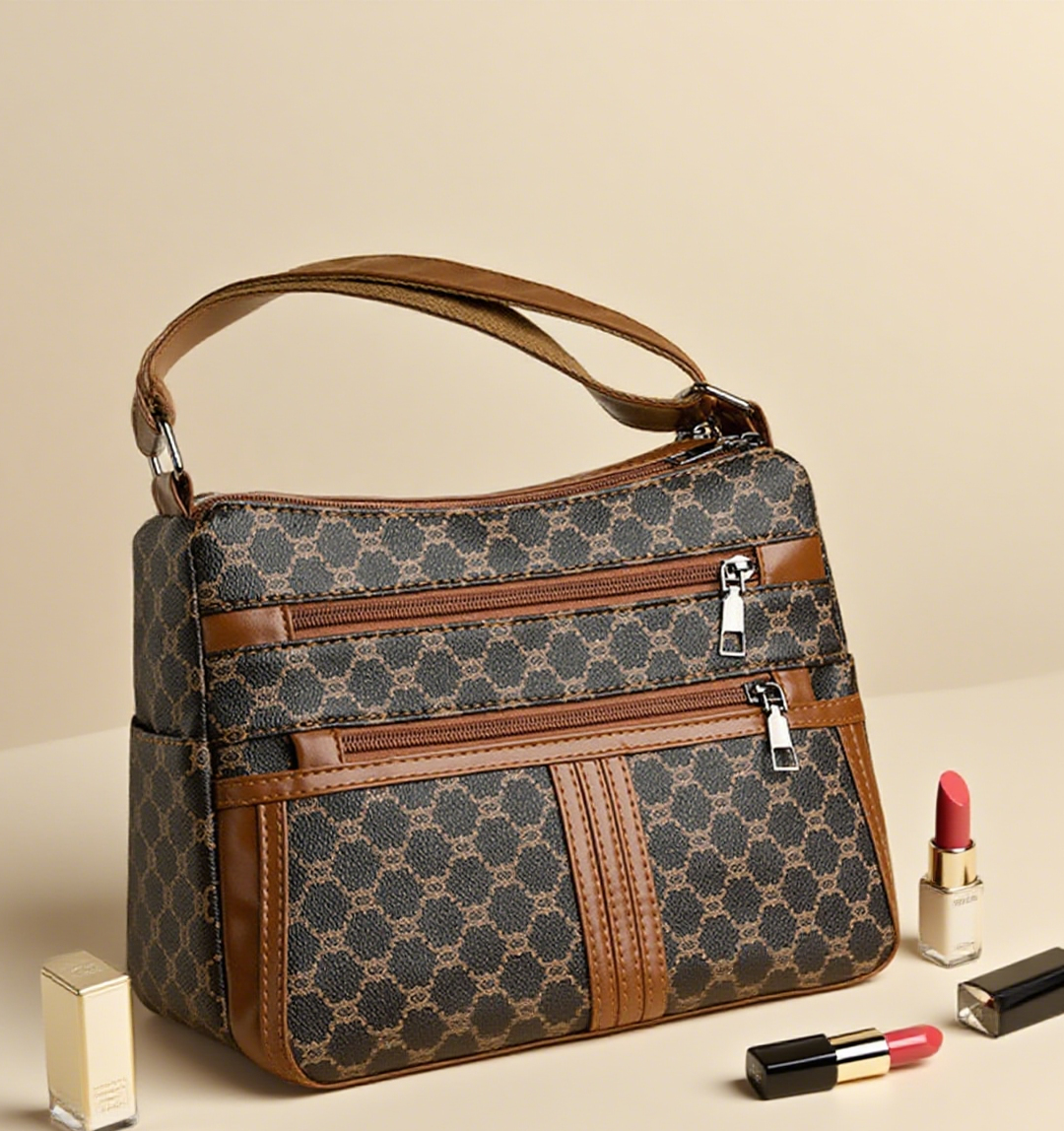 Graphic pattern commuter shoulder bag