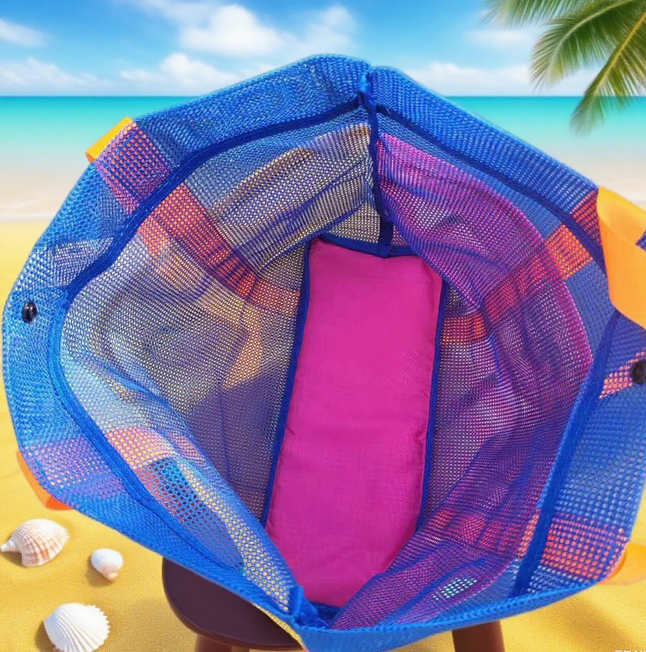 Printed mesh beach swim tote bag