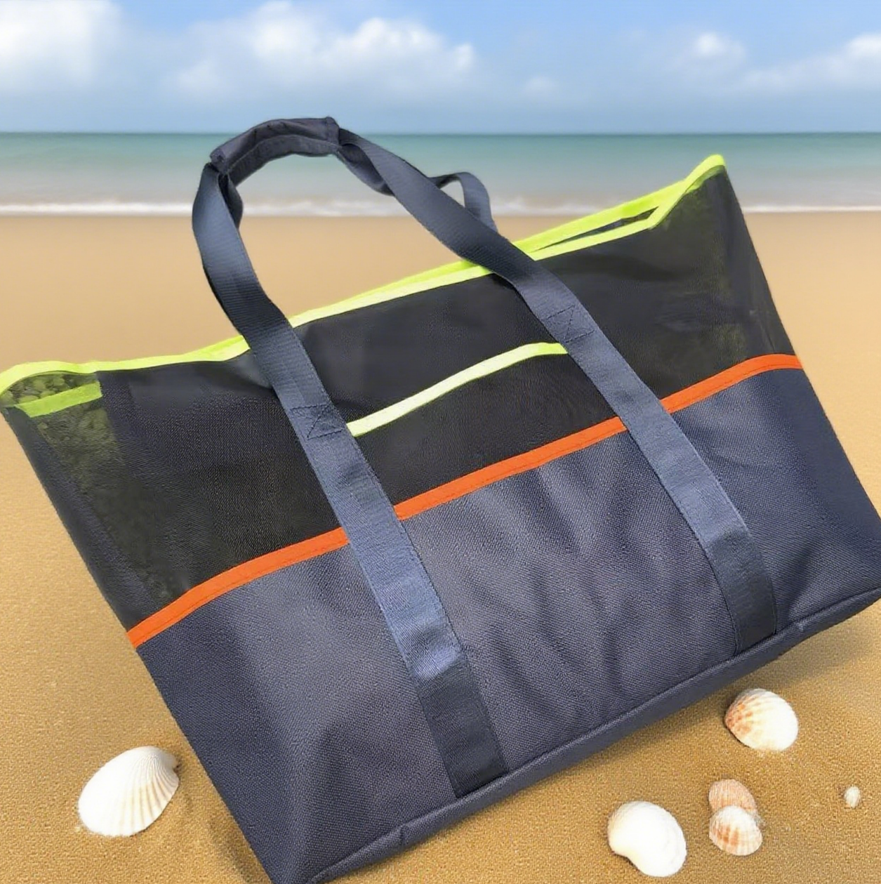 Mesh tote bag beach toiletry bag