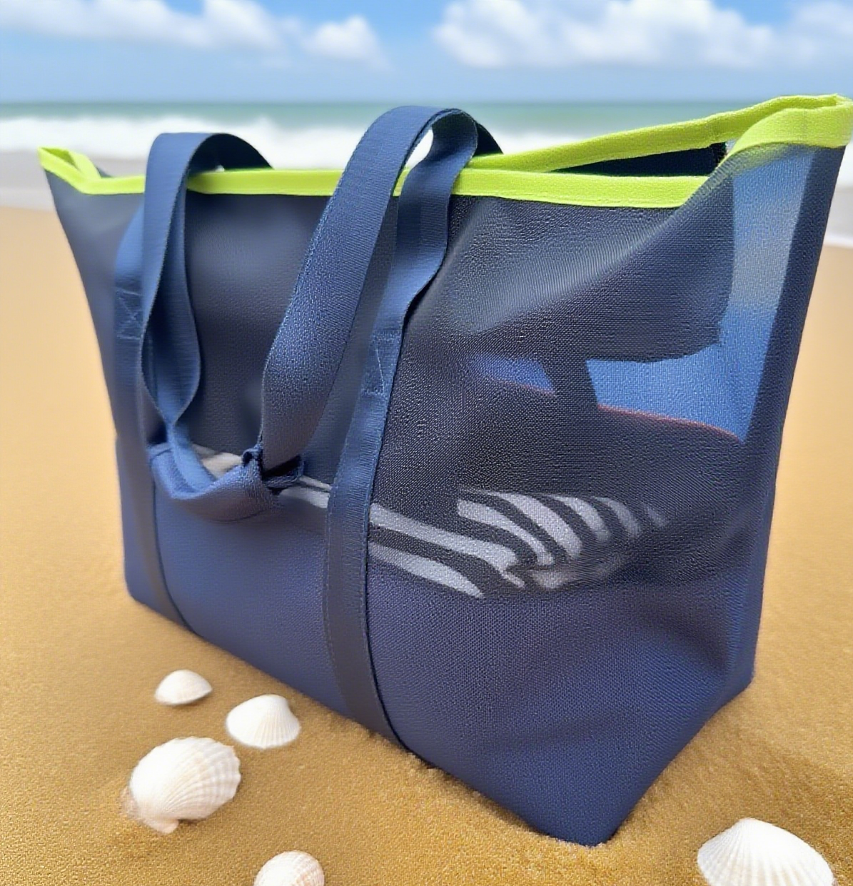 Mesh tote bag beach toiletry bag