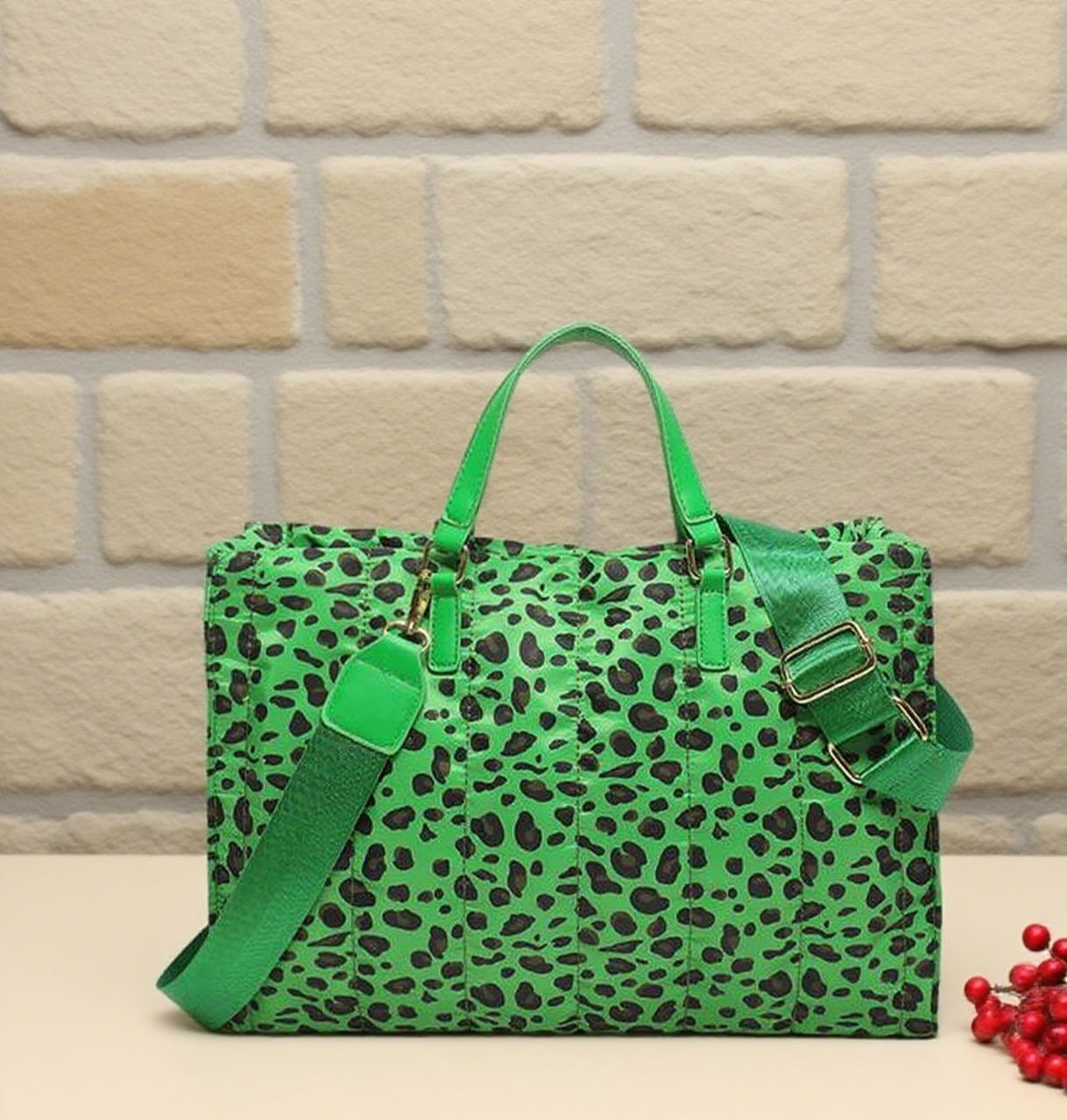 Leopard print large tote bag