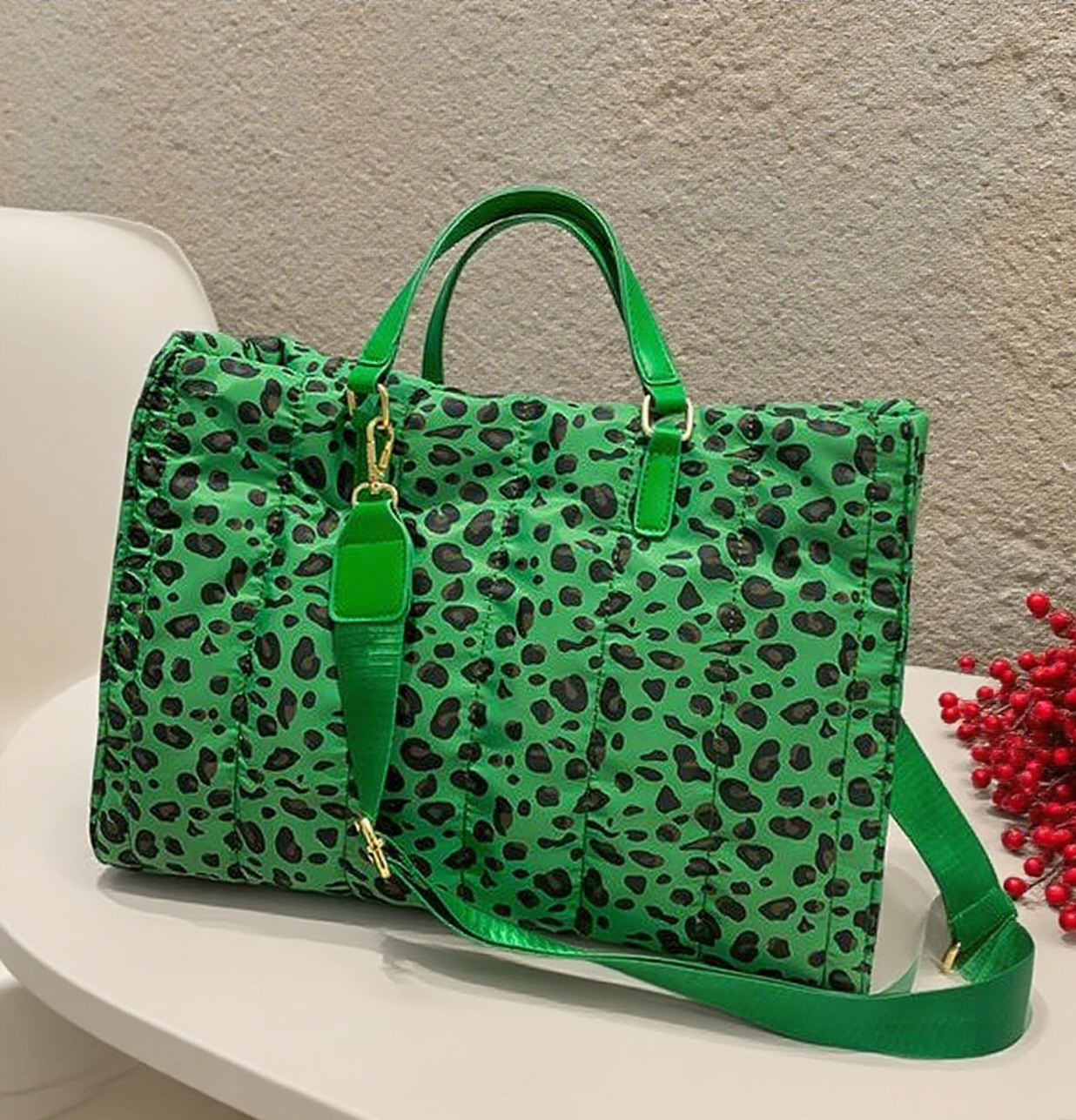 Leopard print large tote bag