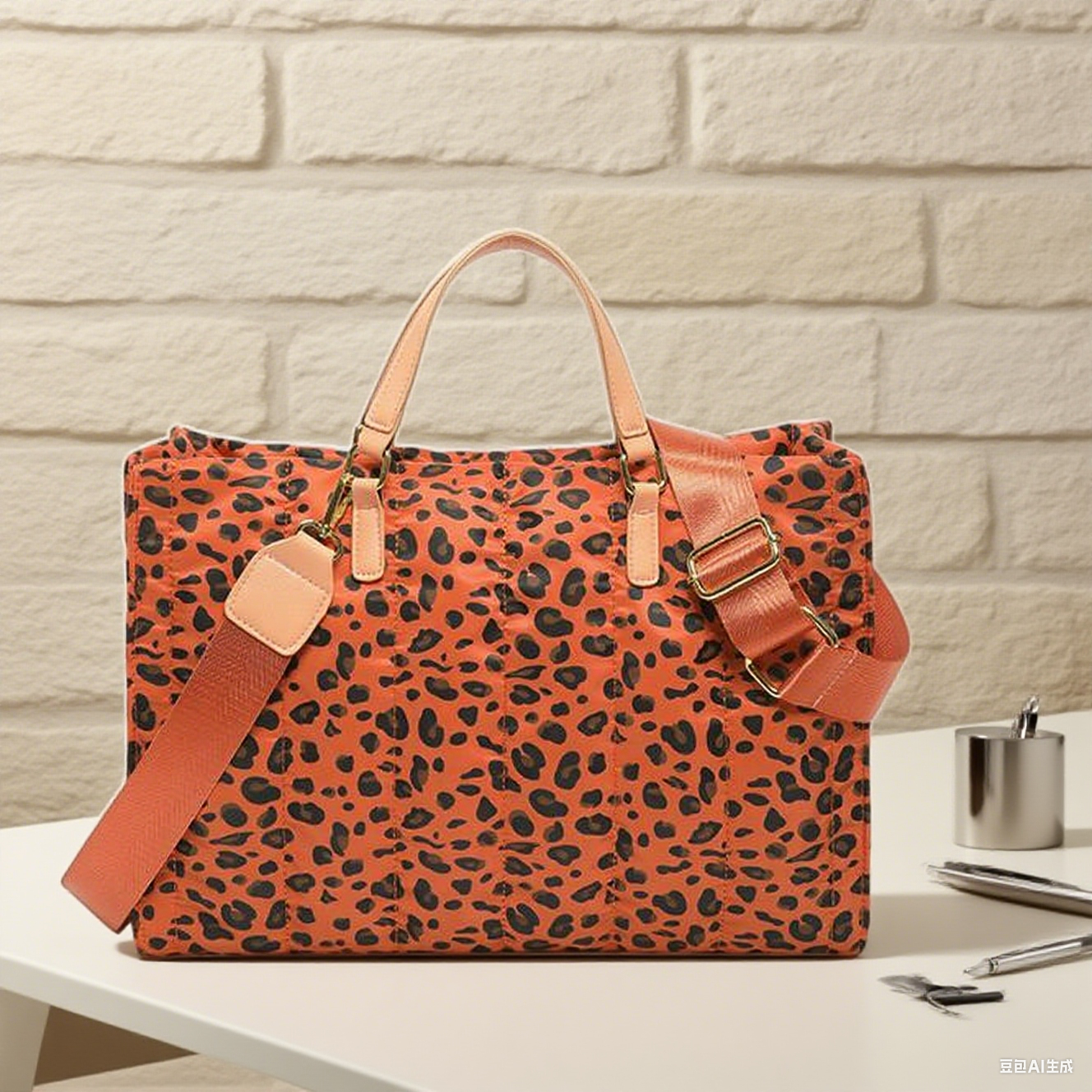 Leopard print large tote bag