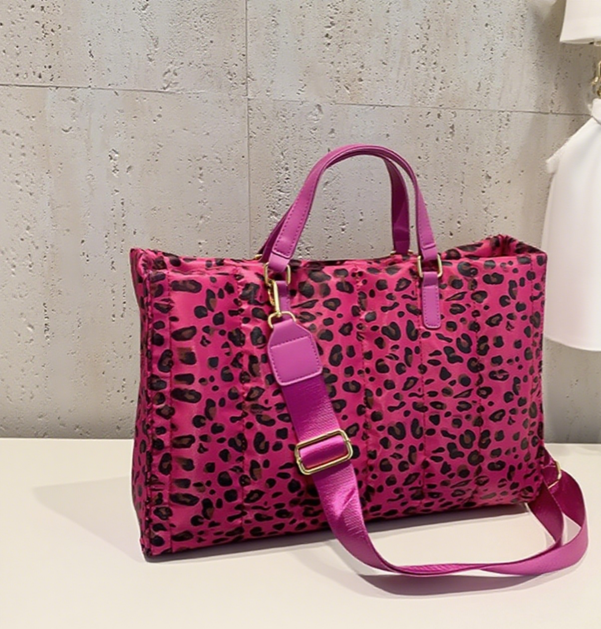 Leopard print large tote bag