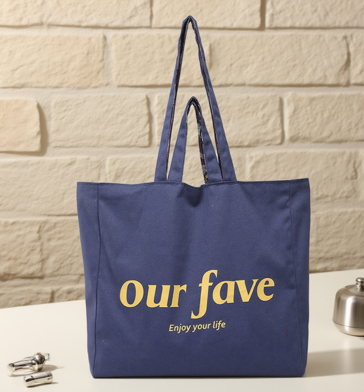 Double-sided printed tote bag