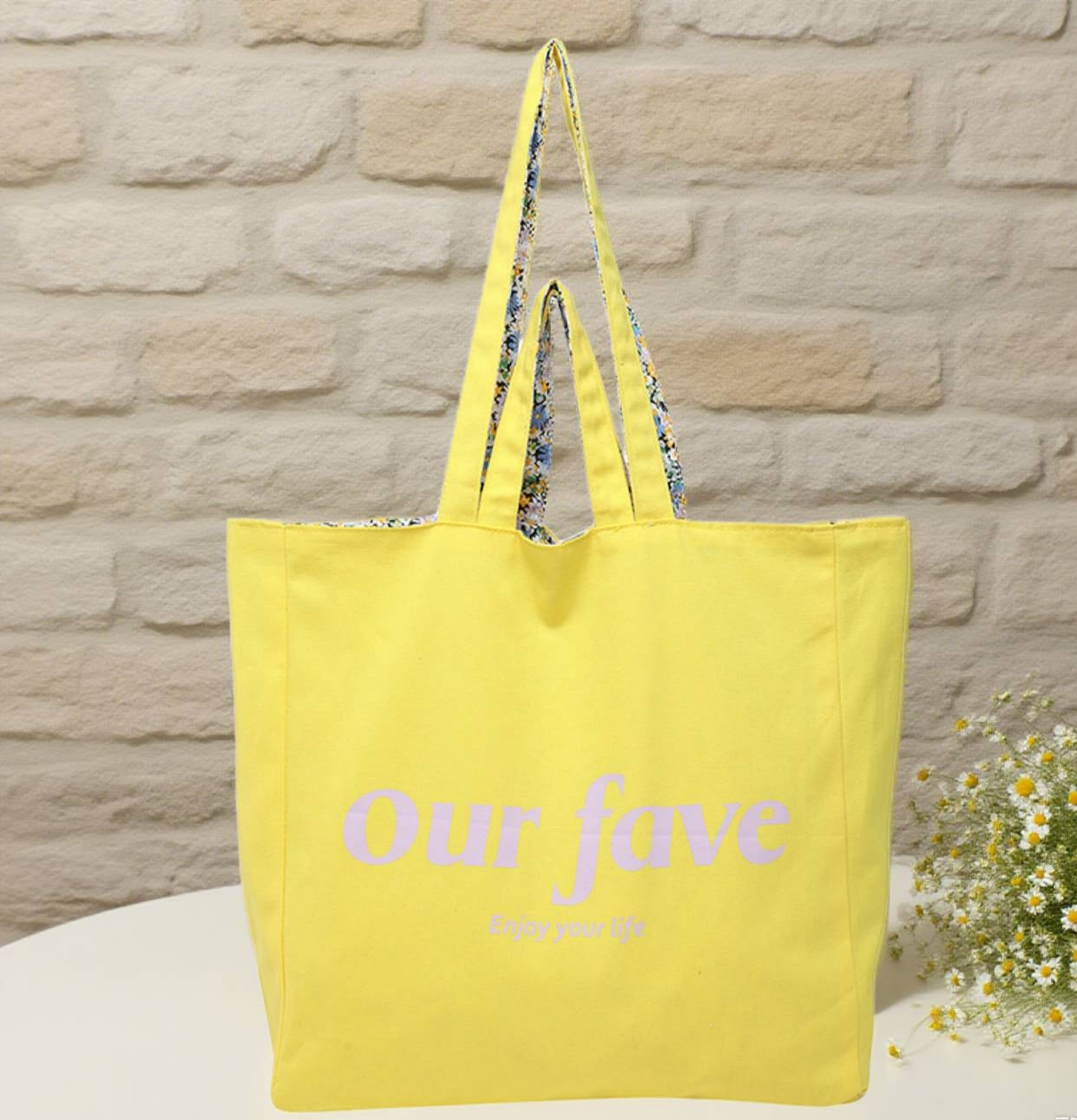 Double-sided printed tote bag