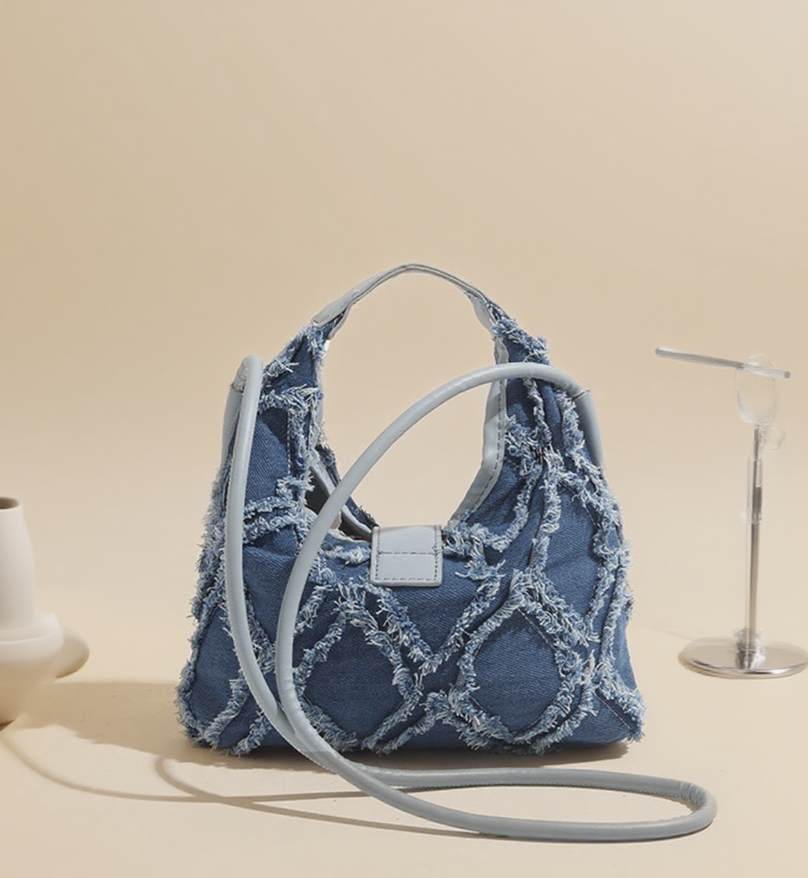 Star patch y2k denim crossbody bag