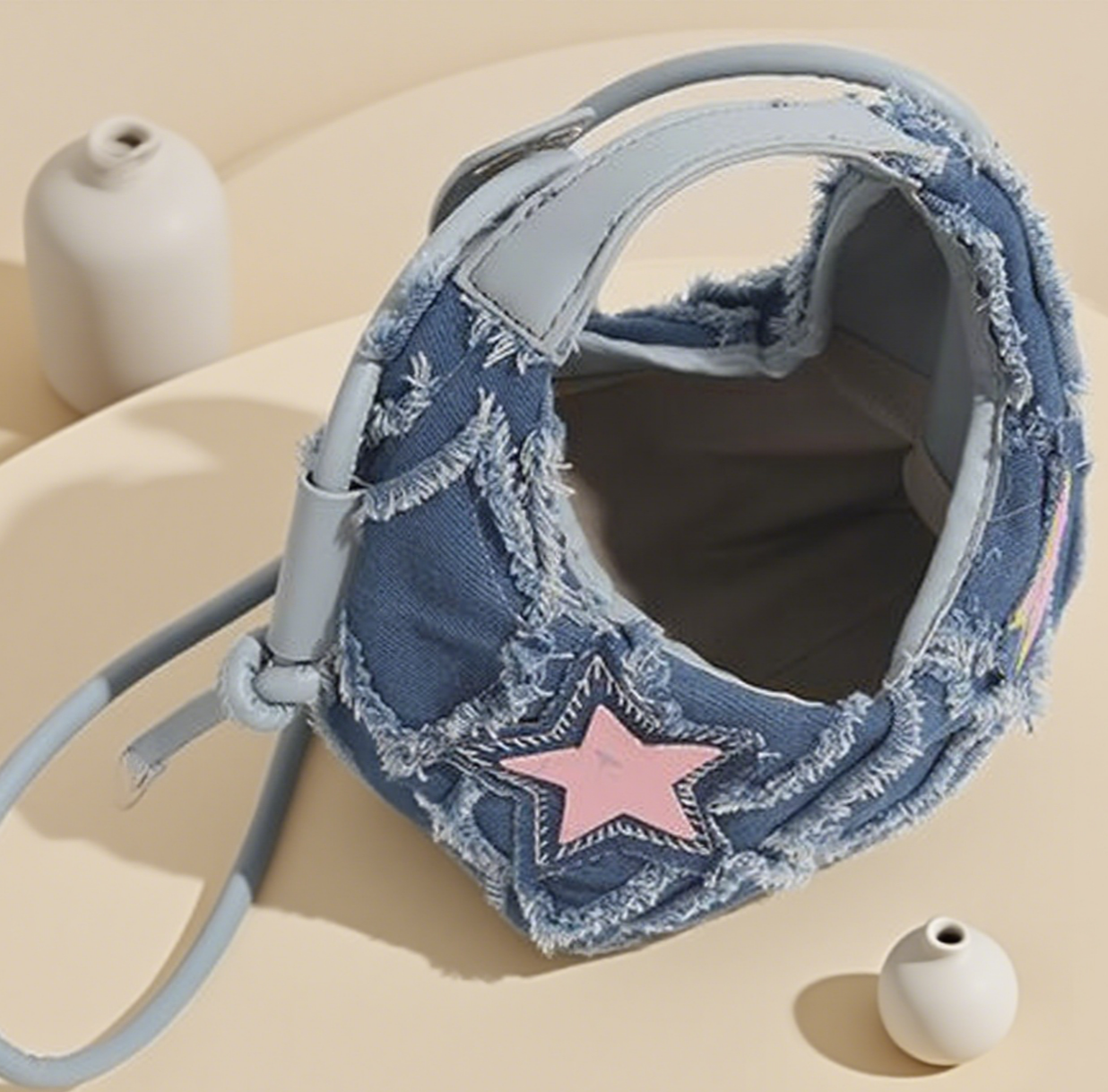 Star patch y2k denim crossbody bag