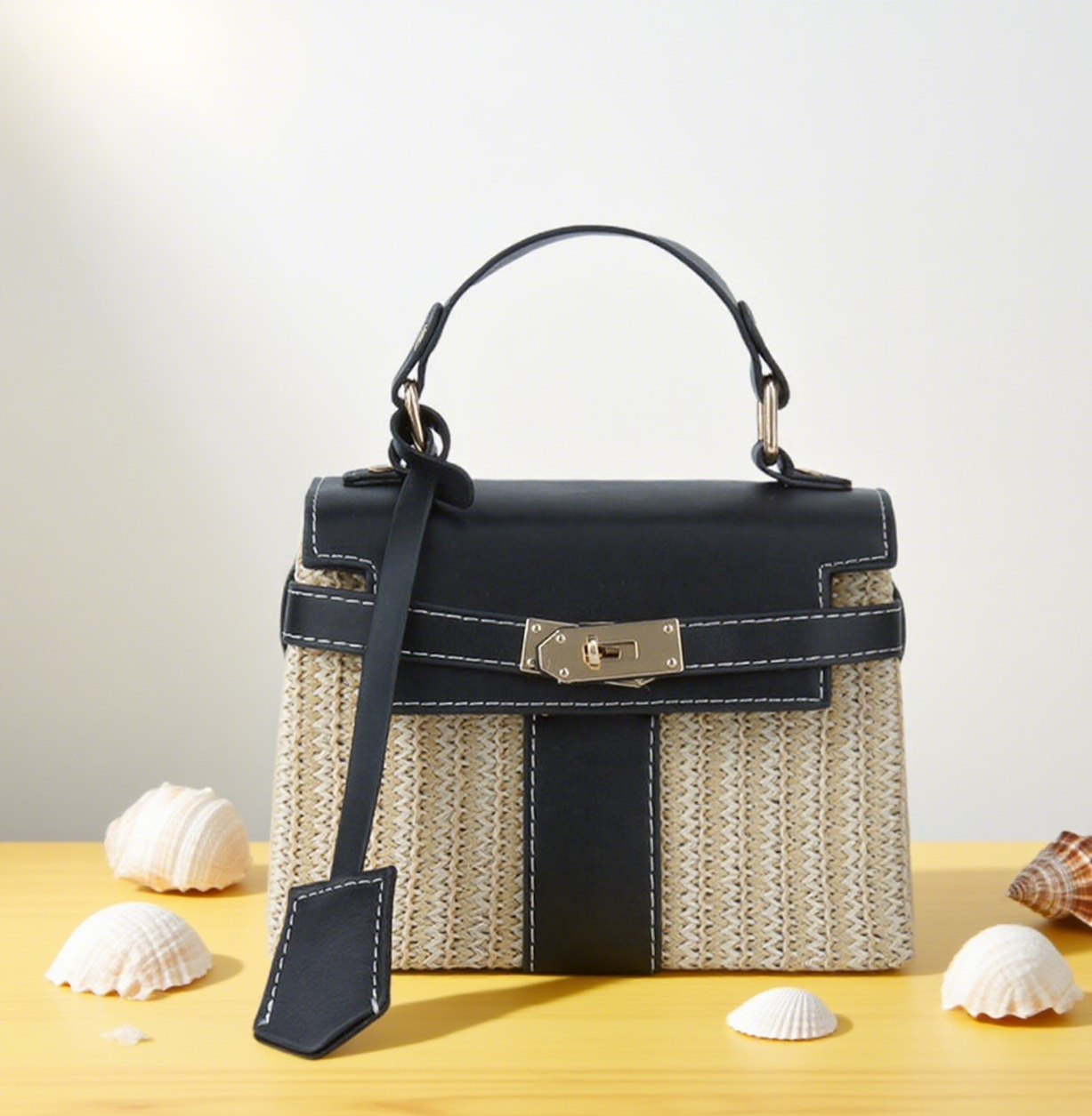 Straw Kylie crossbody bag