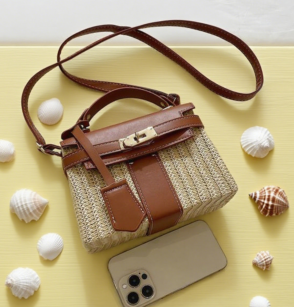 Straw Kylie crossbody bag