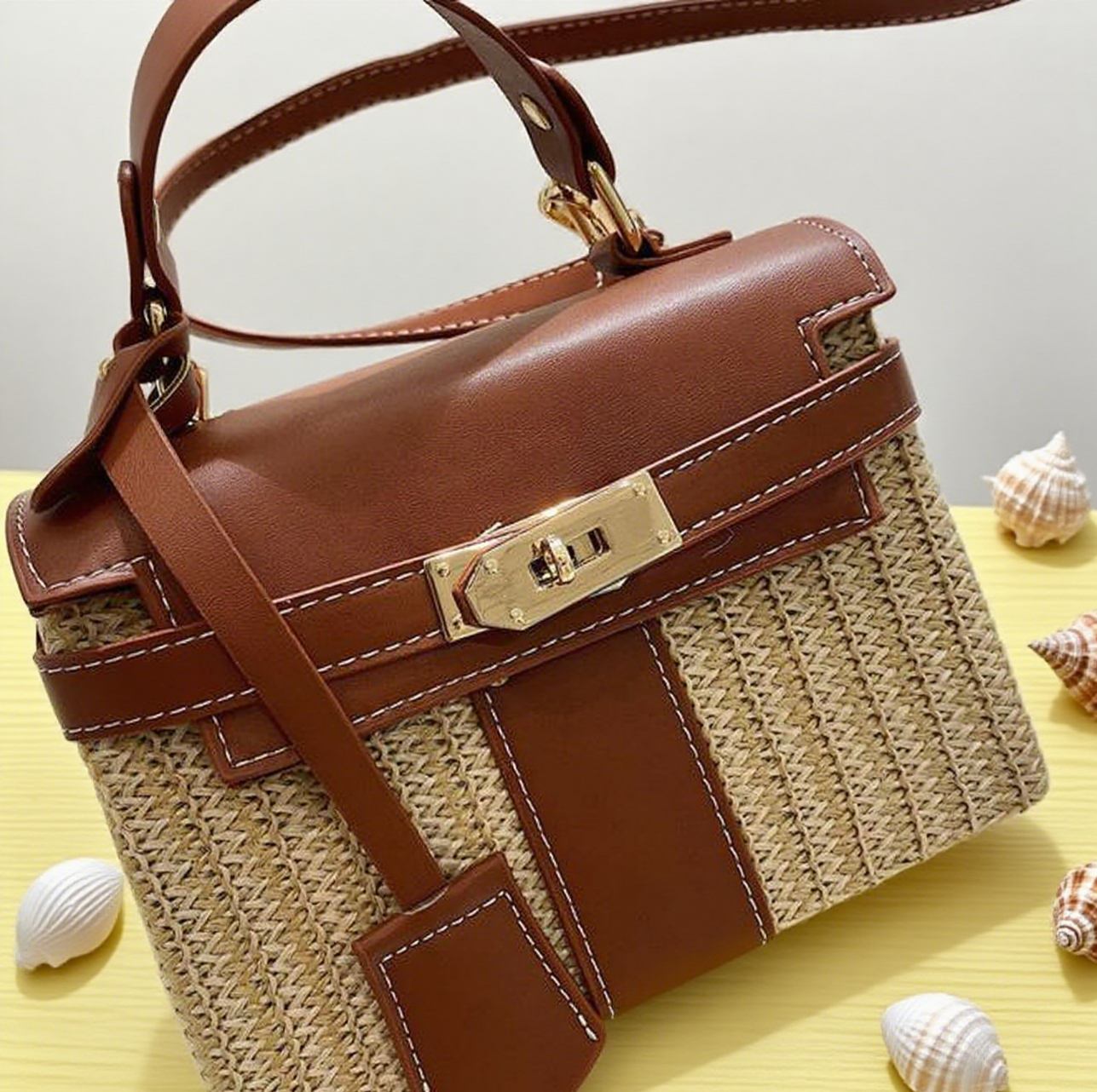 Straw Kylie crossbody bag