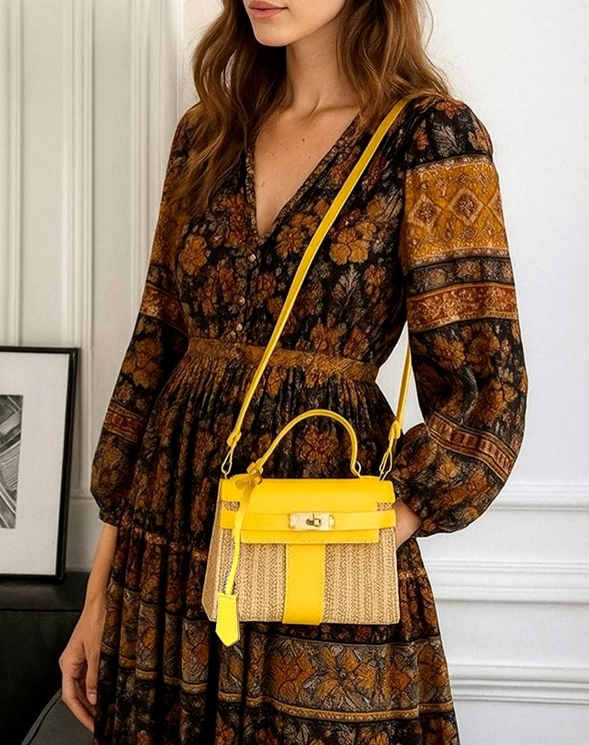 Straw Kylie crossbody bag