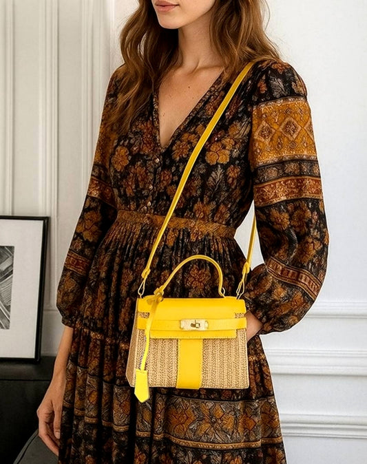 Straw Kylie crossbody bag