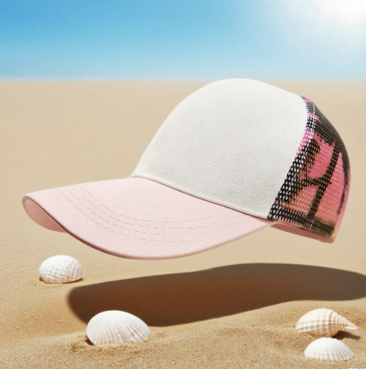 Coconut rose mesh trucker hat