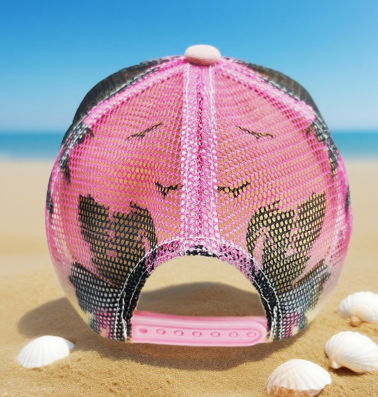 Coconut rose mesh trucker hat