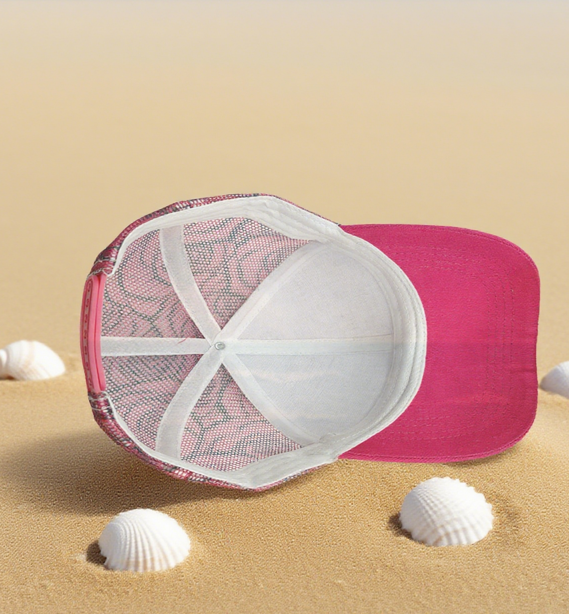 Coconut rose mesh trucker hat