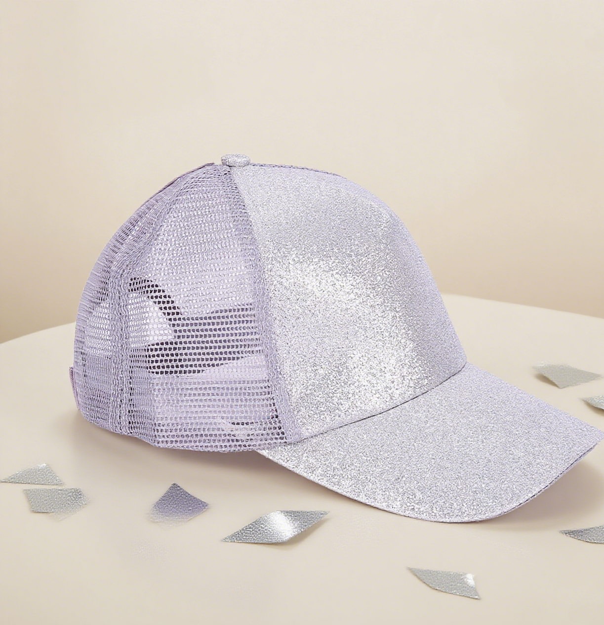 Glitter mesh trucker hat