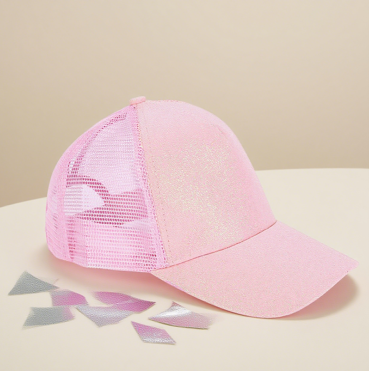 Glitter mesh trucker hat