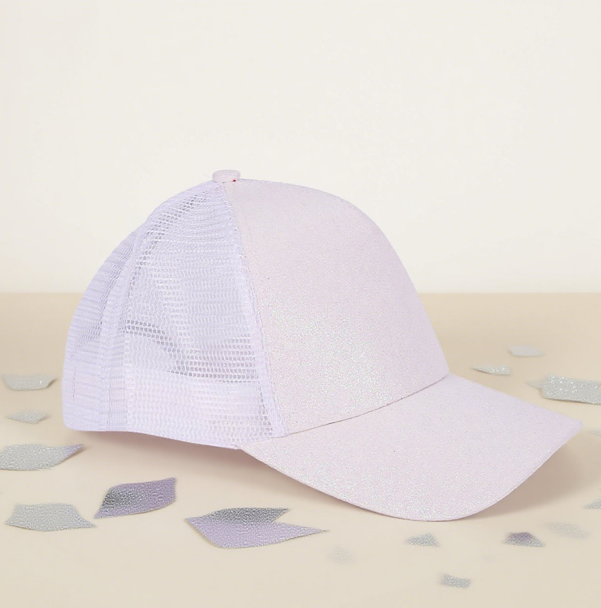 Glitter mesh trucker hat