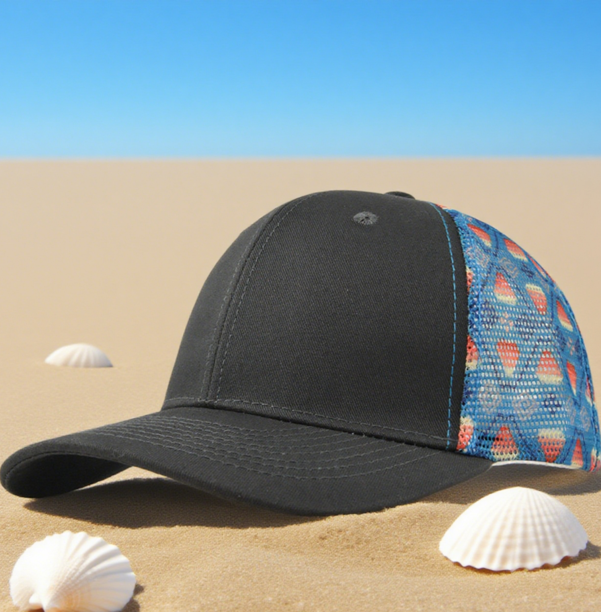 Colorful printed mesh trucker cap