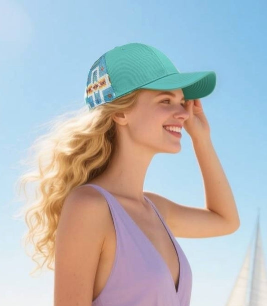 Colorful printed mesh trucker cap