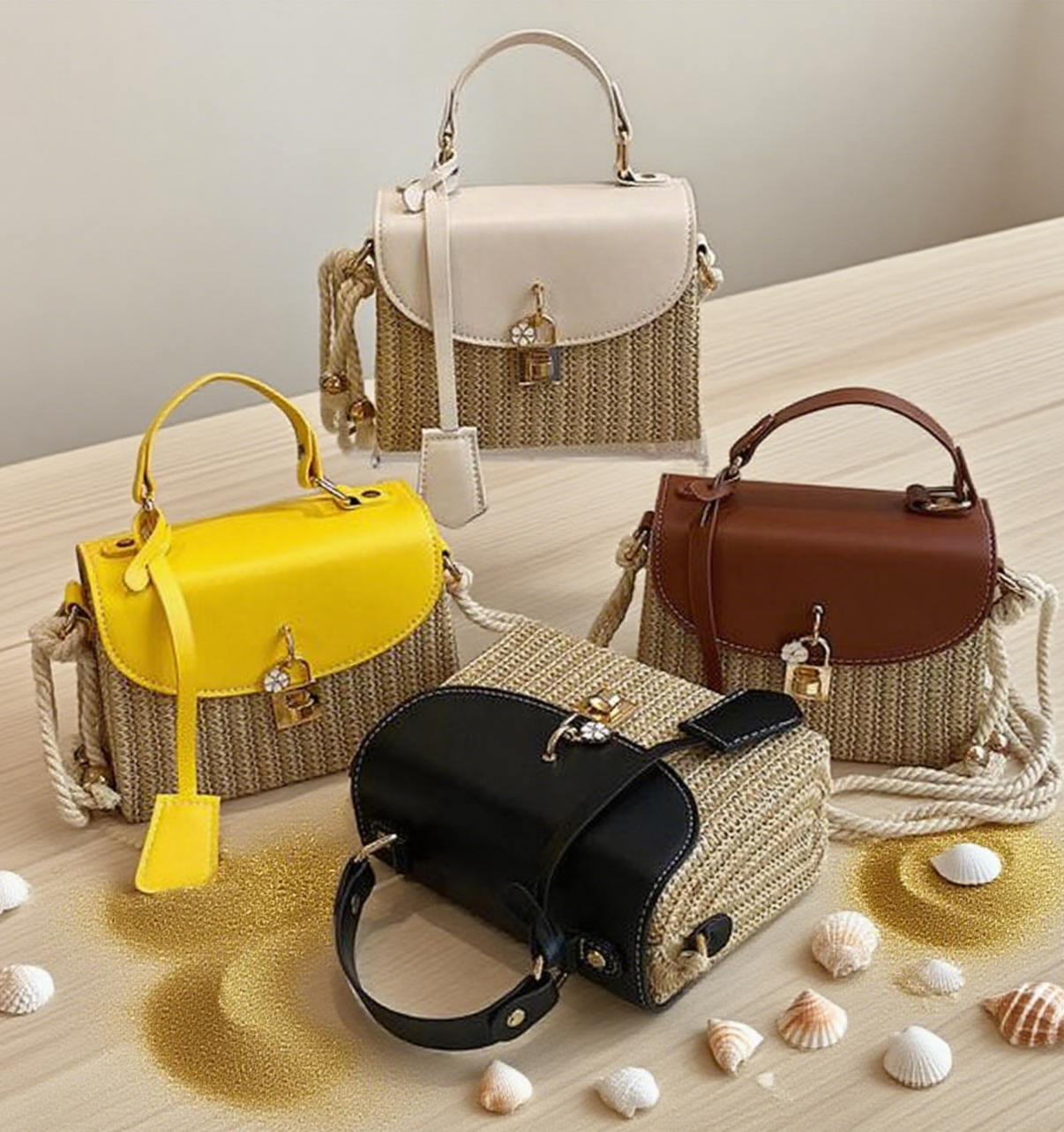 Beach straw crossbody bag