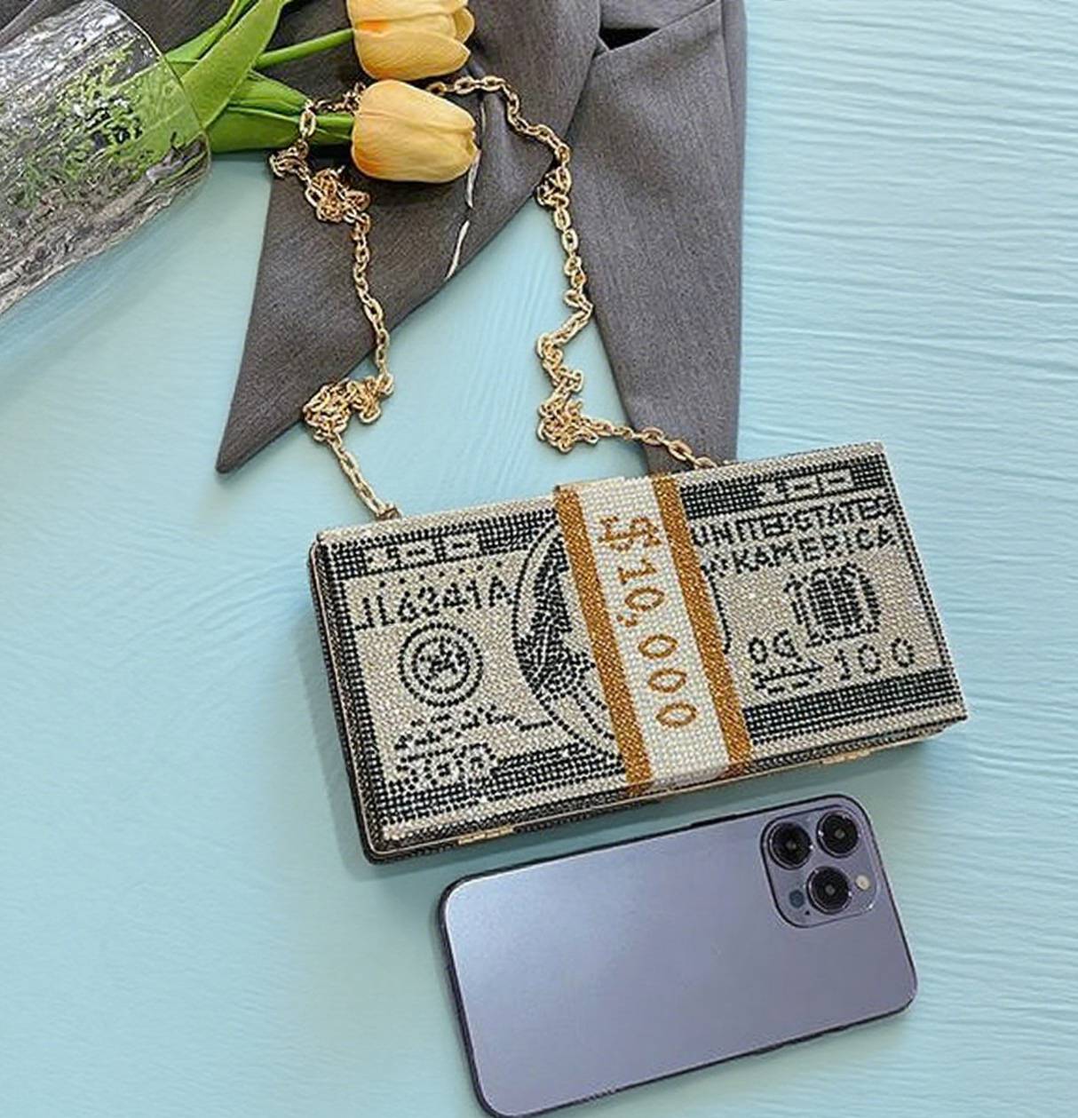 Fun diamond dollar box crossbody bag