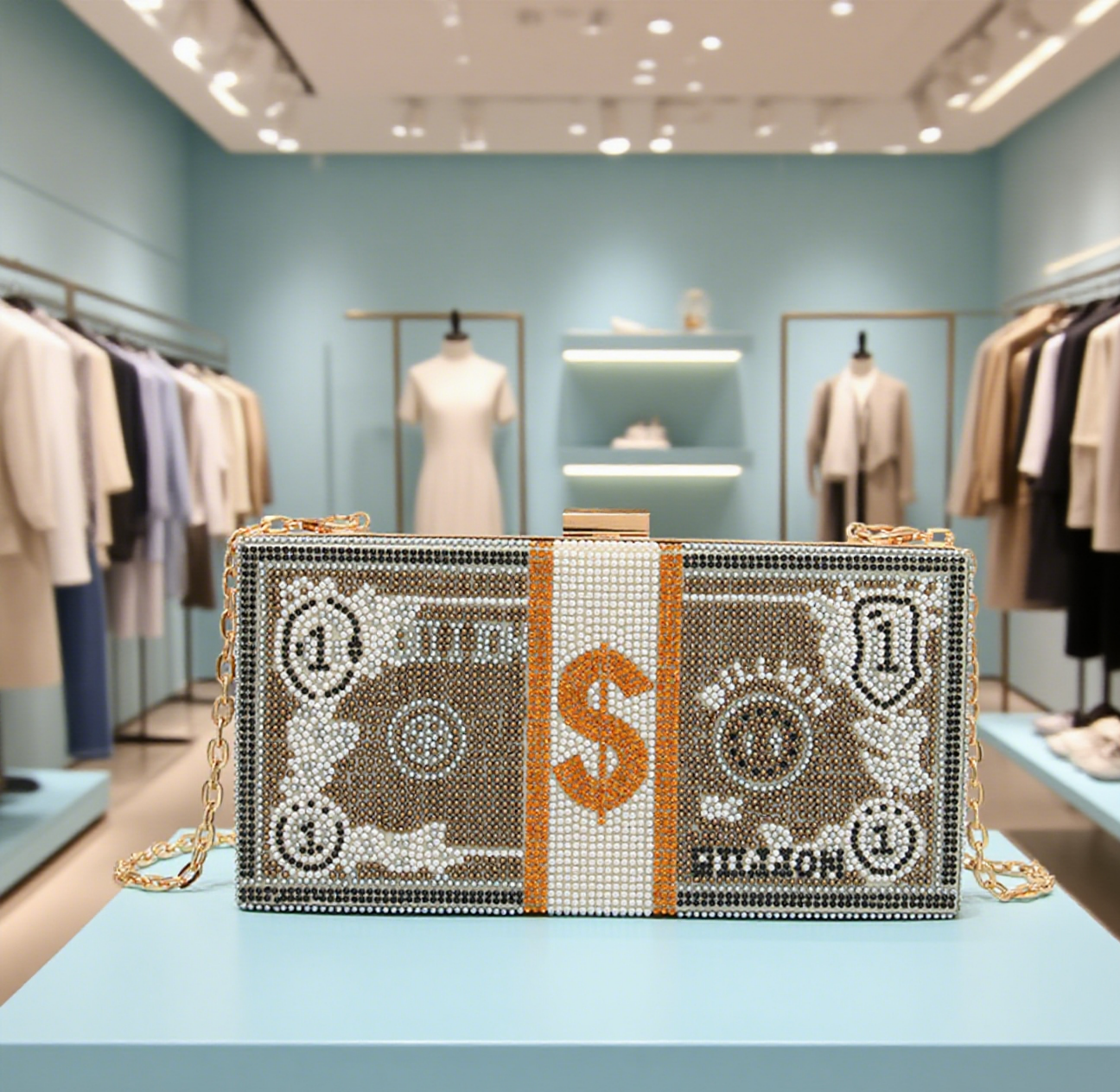 Fun diamond dollar box crossbody bag