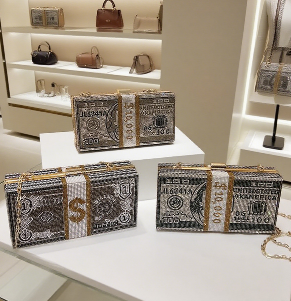 Fun diamond dollar box crossbody bag