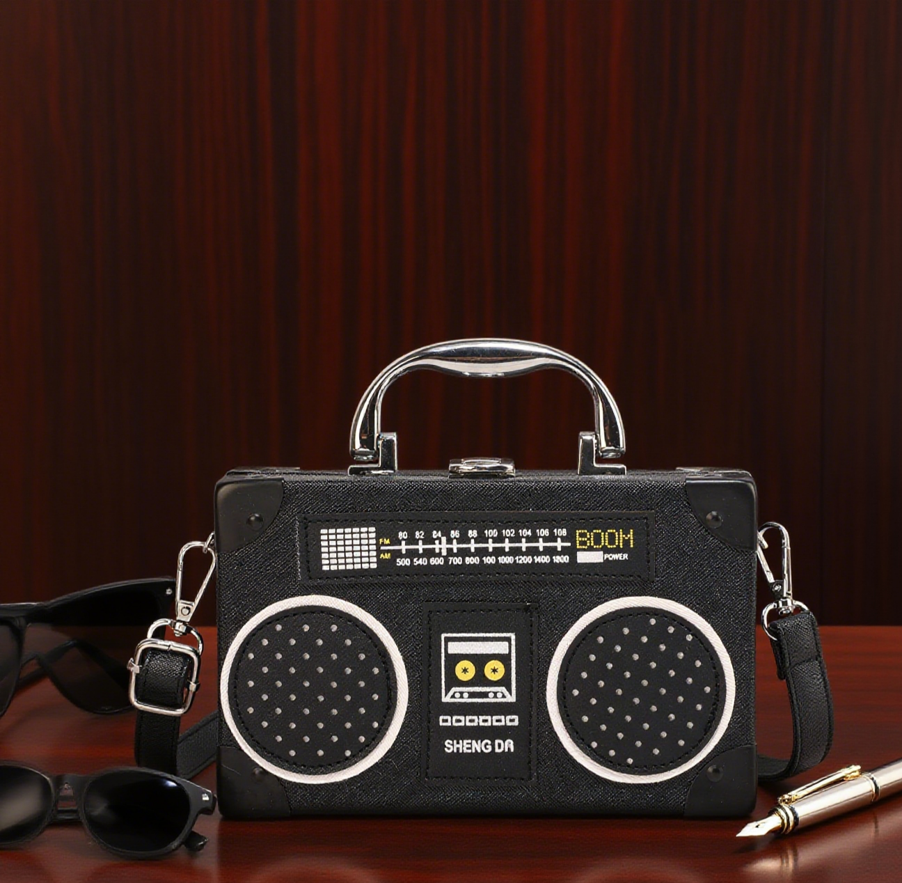 Fun radio shape box crossbody bag