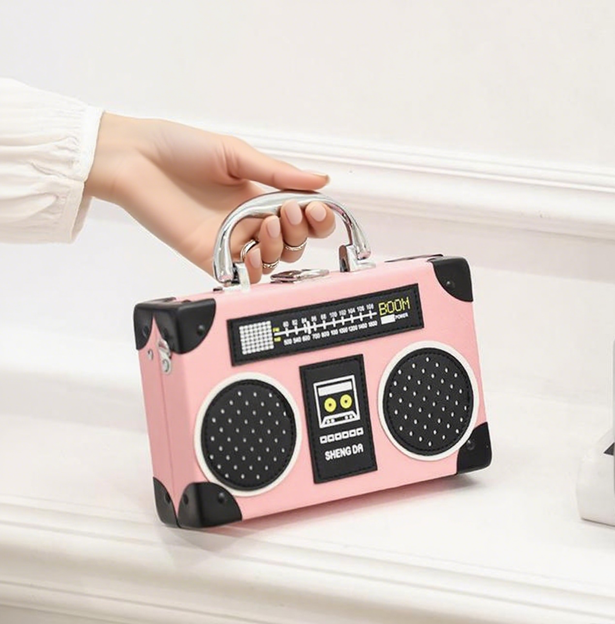 Fun radio shape box crossbody bag