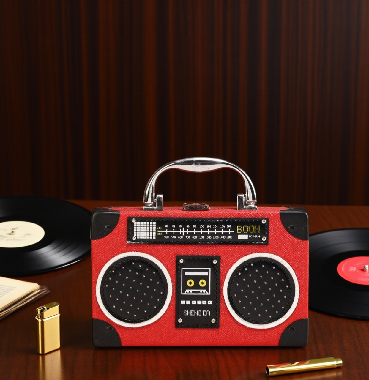 Fun radio shape box crossbody bag