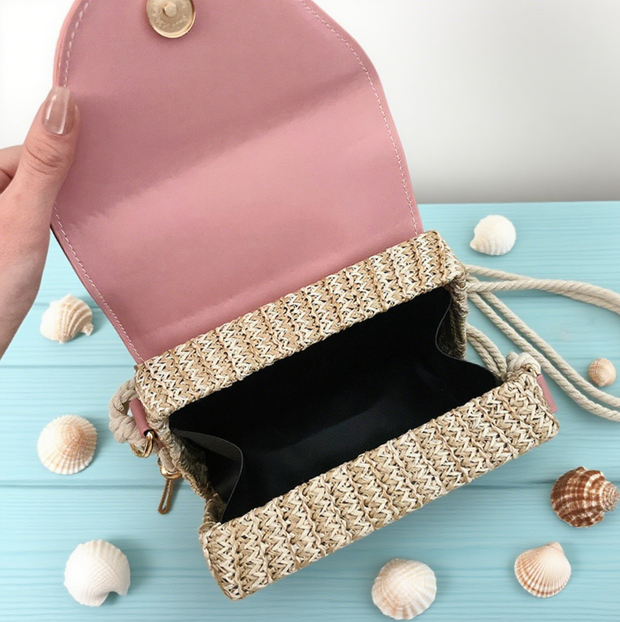 Devil's Eye straw crossbody bag