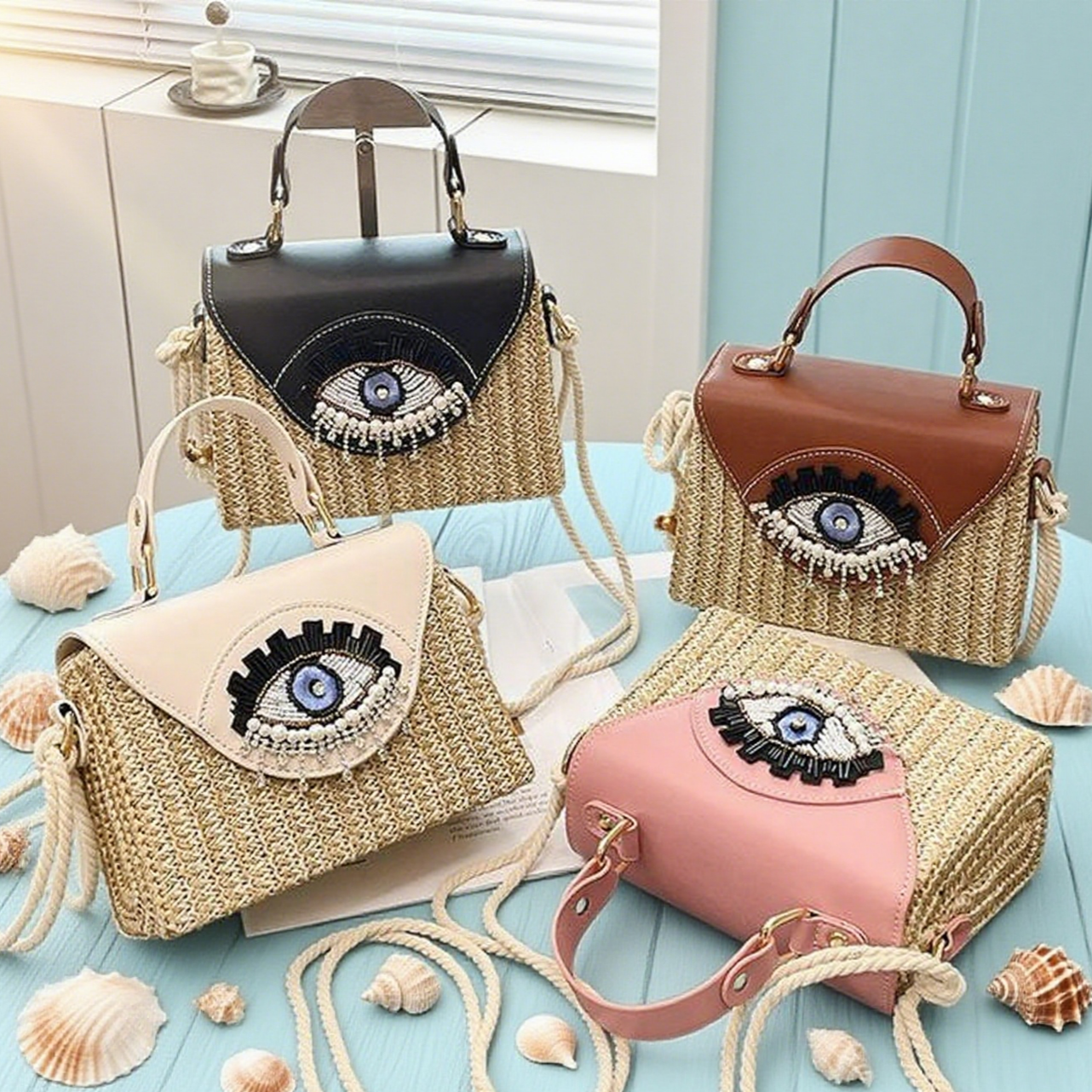 Devil's Eye straw crossbody bag