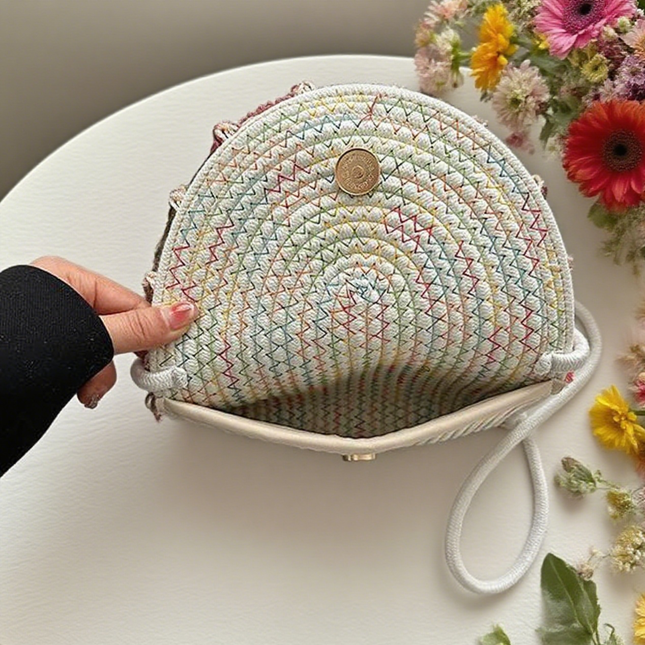 Bohemian tassel staw crossbody bag