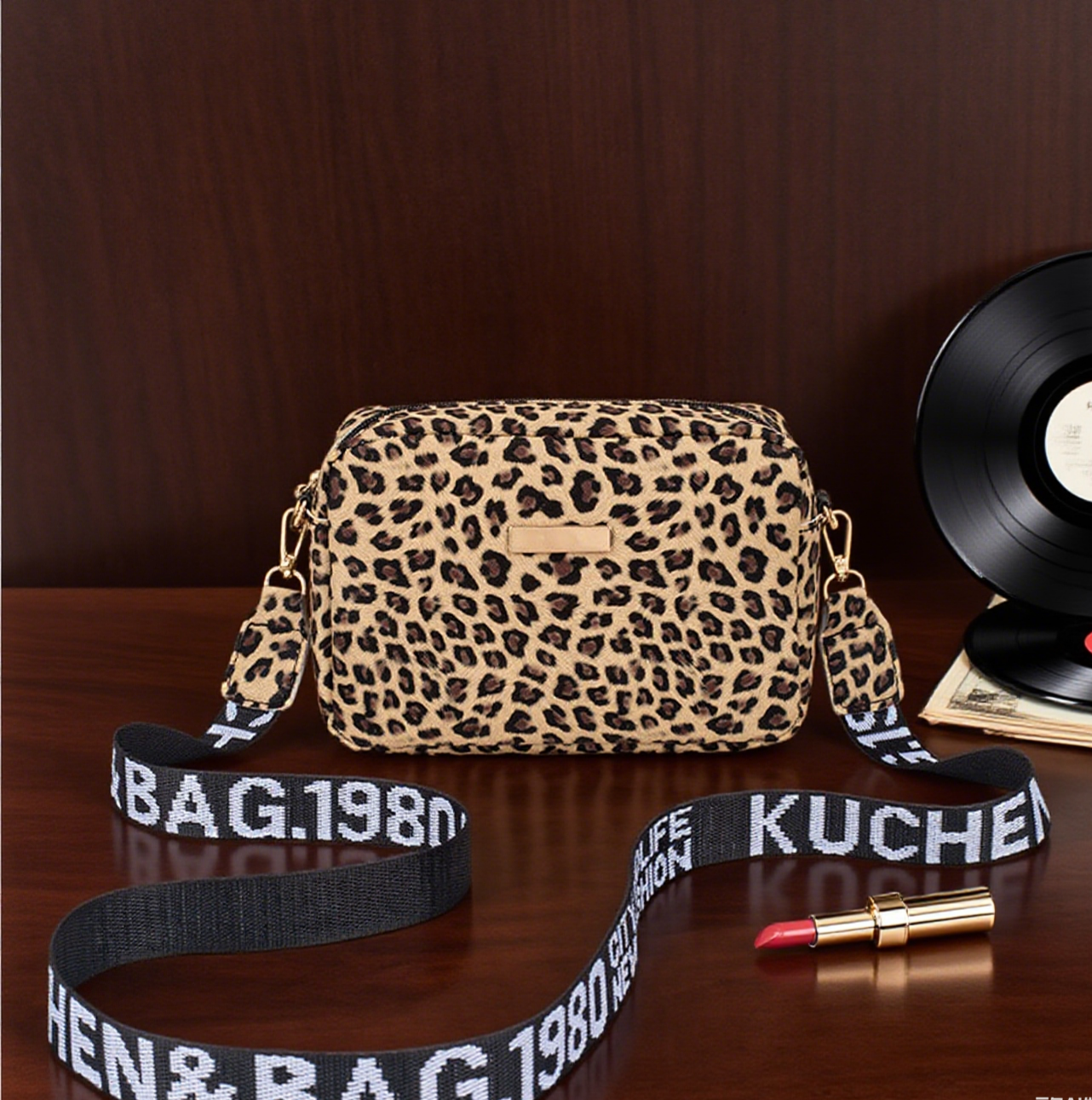 Lightweight leopard crossbody bag