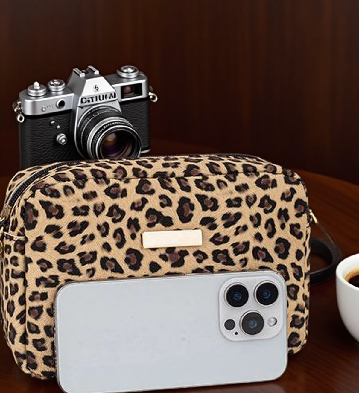 Lightweight leopard crossbody bag